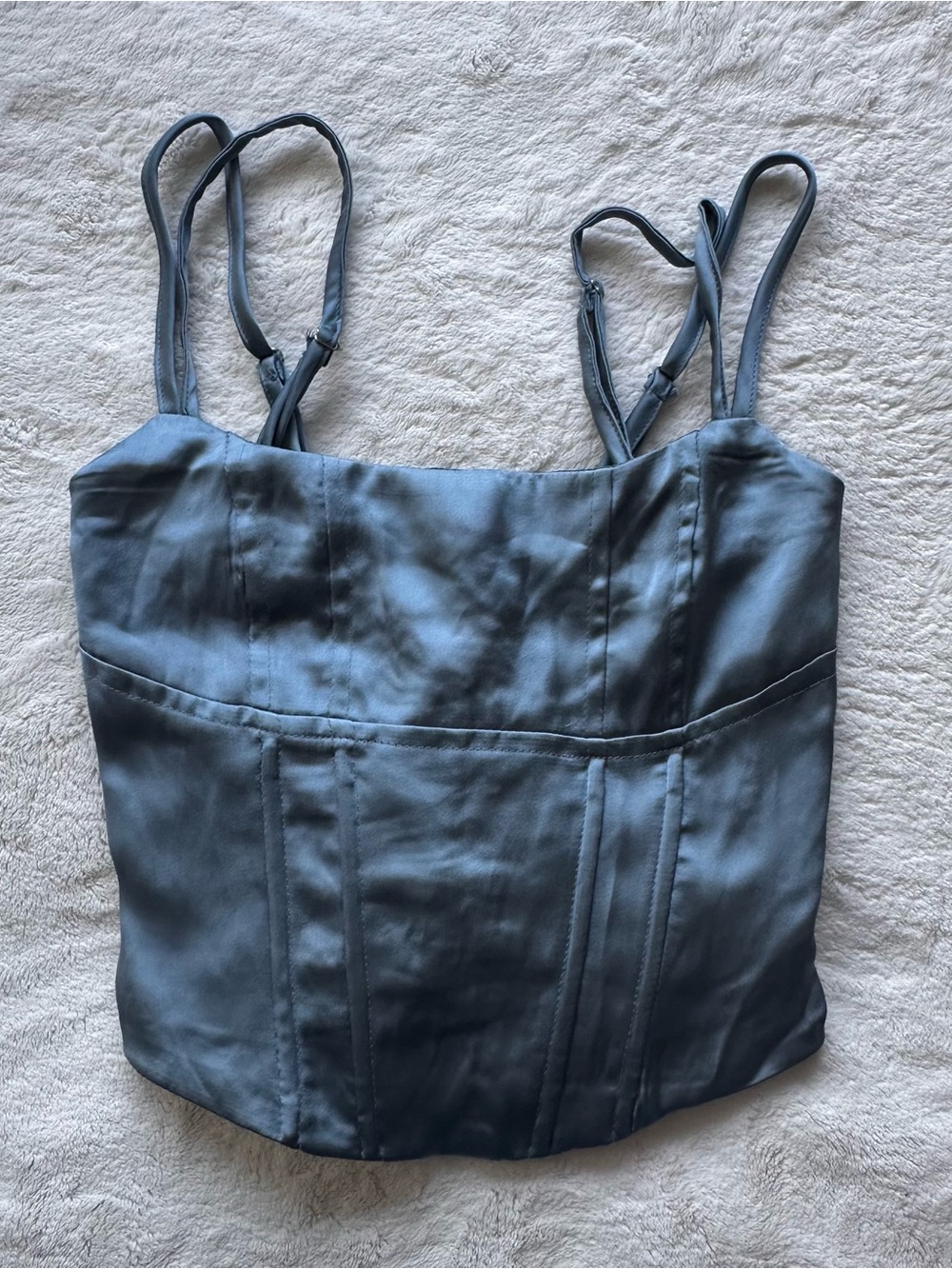 Princess Polly Steel Blue Satin Bustier Cami